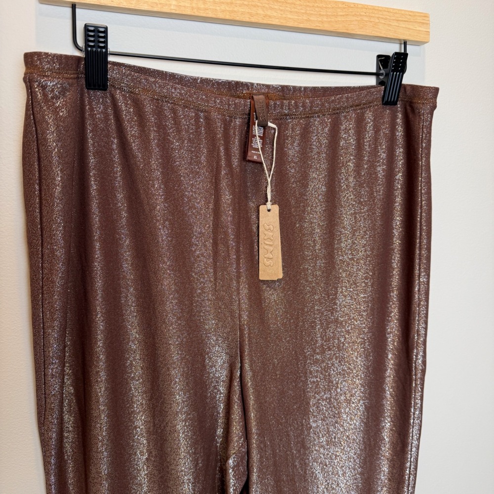 NWT SKIMS XL Cocoa Brown Sparkle Glitter Stretch Leggings High Rise Stretch - Picture 4 of 13